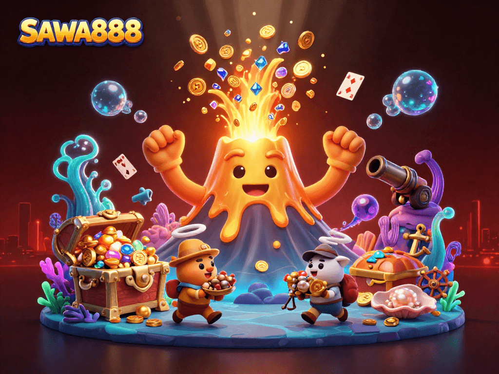 Experience the excitement of SAWA888 as golden treasures erupt with thrilling gameplay elements!