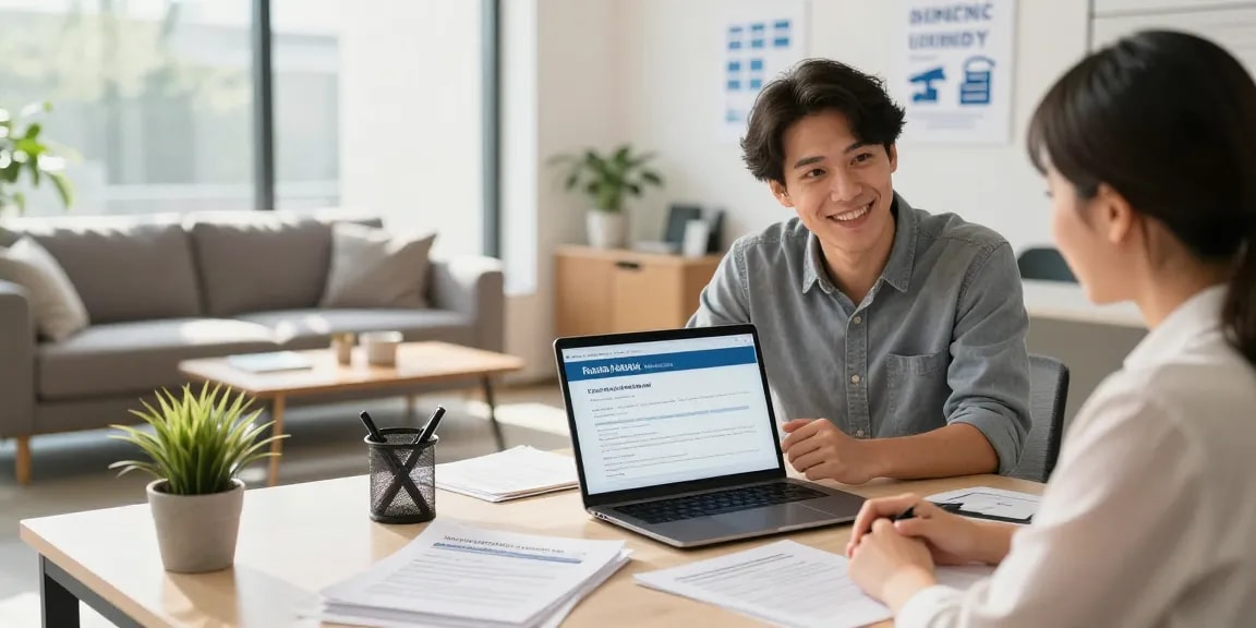 Get a $700 loan online with RadCred in a welcoming consultation scene.