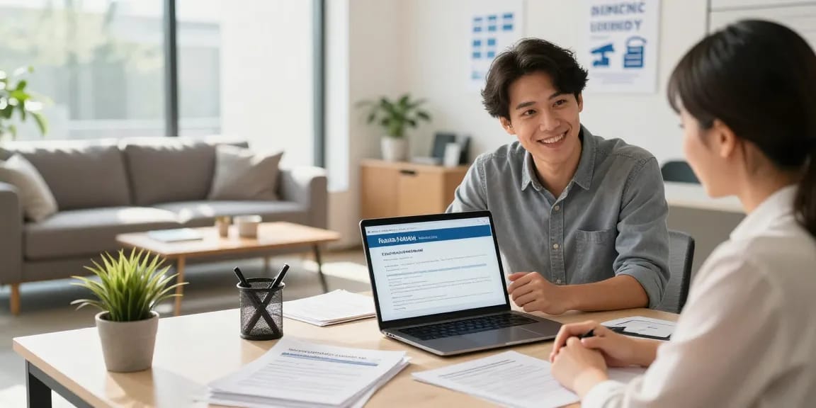 Get a $700 loan online with RadCred in a welcoming consultation scene.