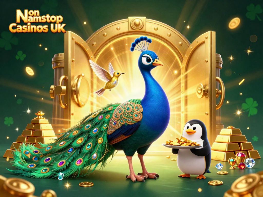 Experience the thrill of Non gamstop casinos UK with vibrant characters and gold riches in this dynamic 3D scene.