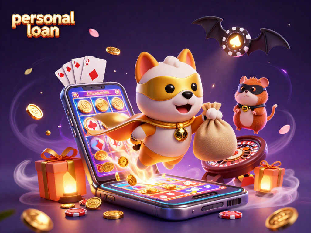 Engage with the thrilling world of personal loan-themed gambling in this vibrant 3D illustration.