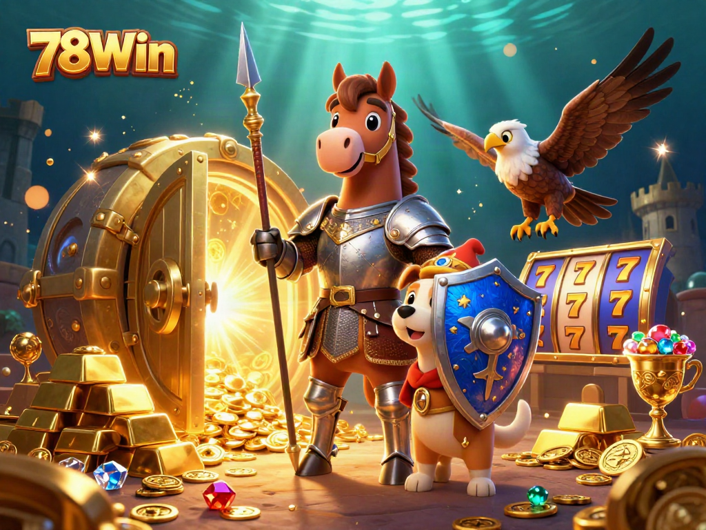 Engage in thrilling gameplay at 78Win with knights, treasure, and immersive casino elements.