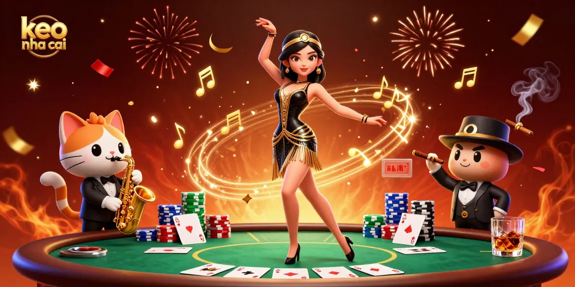 Enjoying exciting bets with keo nha cai at a vibrant online casino event with lively characters.