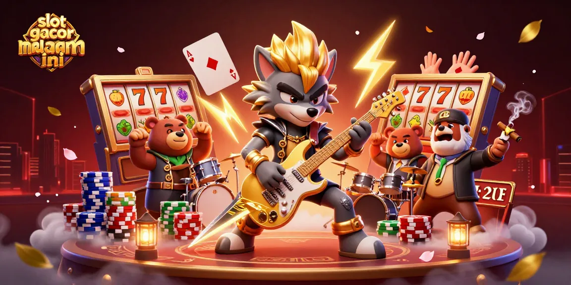 Experience exhilarating slot gacor malam ini with dynamic 3D casino scene, vibrant characters, and thrilling game elements.